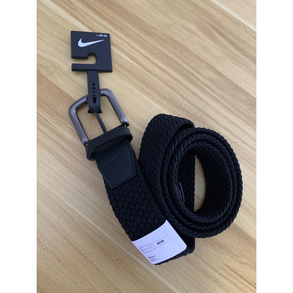 Nike Golf Belt Mens Large 38-42 Black Braided Woven Stretch G-Flex Golf NEW